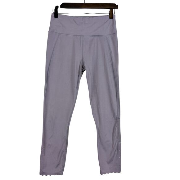Varley Downing Tight Mesh Leggings 7/8 Scalloped Trim Gray Purple - Size S - Picture 1 of 9
